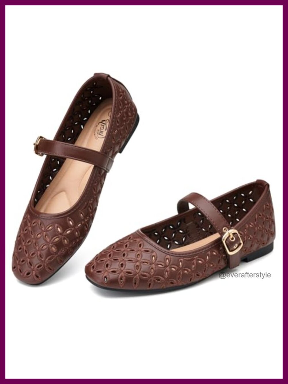 Mary Jane Flats Women Hollow Cutout Round Toe Ankle Strap Comfortable Shoes